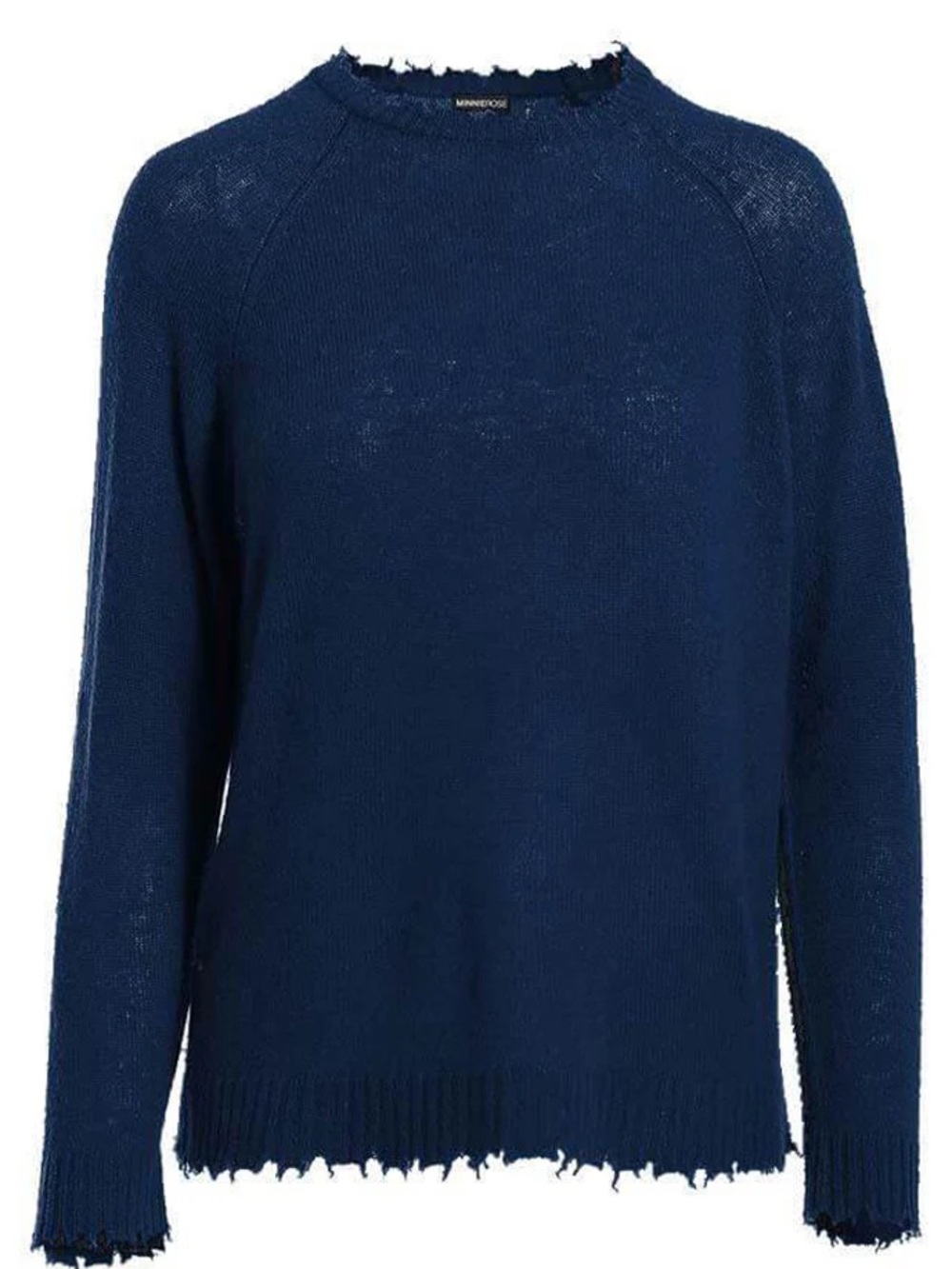 2-Minnie Rose Cashmere Distressed Long Sleeve Crew Sweater Size Small